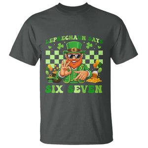Funny Leprechaun Says Six Seven T Shirt St Patricks Day TS12 Dark Heather Print Your Wear