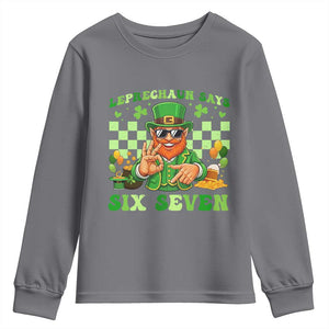 Funny Leprechaun Says Six Seven Youth Sweatshirt St Patricks Day TS12 Charcoal Print Your Wear