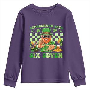 Funny Leprechaun Says Six Seven Youth Sweatshirt St Patricks Day TS12 Purple Print Your Wear