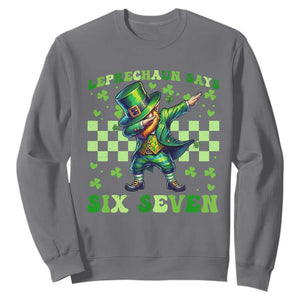 Leprechaun Six Seven Meme Sweatshirt Funny St Patricks Day Gift TS12 Charcoal Print Your Wear