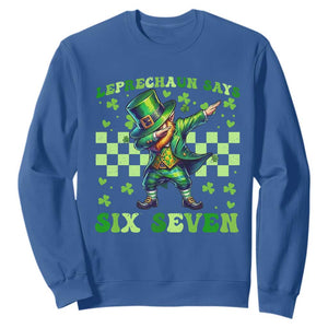Leprechaun Six Seven Meme Sweatshirt Funny St Patricks Day Gift TS12 Royal Blue Print Your Wear