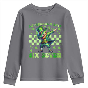 Leprechaun Six Seven Meme Youth Sweatshirt Funny St Patricks Day Gift TS12 Charcoal Print Your Wear