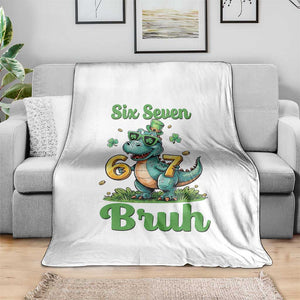 Funny Dinosaur Says Six Seven Throw Blanket St Patricks Day TS12 Print Your Wear
