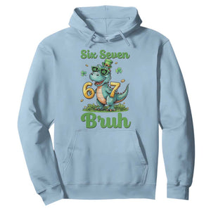 Funny Dinosaur Says Six Seven Hoodie St Patricks Day TS12 Light Blue Print Your Wear