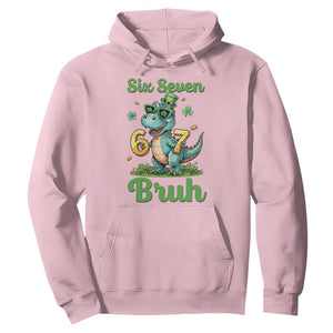 Funny Dinosaur Says Six Seven Hoodie St Patricks Day TS12 Light Pink Print Your Wear
