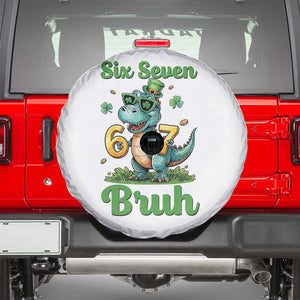 Funny Dinosaur Says Six Seven Spare Tire Cover St Patricks Day TS12 White Print Your Wear