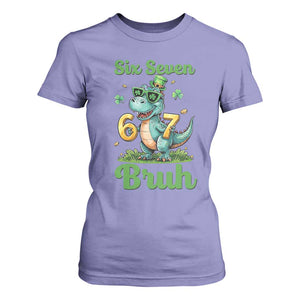 Funny Dinosaur Says Six Seven T Shirt For Women St Patricks Day TS12 Violet Print Your Wear