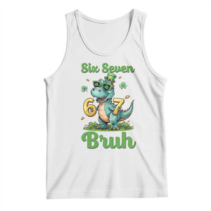 Funny Dinosaur Says Six Seven Tank Top St Patricks Day TS12 White Print Your Wear