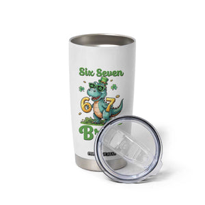 Funny Dinosaur Says Six Seven Tumbler Cup St Patricks Day TS12 Print Your Wear