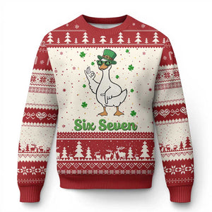 Lucky Goose Six Seven Meme Ugly Christmas Sweater St Patricks Day TS12 Beige Red Print Your Wear