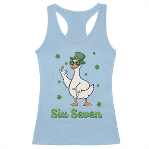 Lucky Goose Six Seven Meme Racerback Tank Top St Patricks Day TS12 Light Blue Print Your Wear