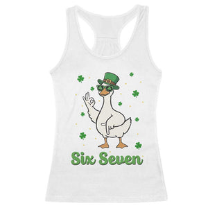 Lucky Goose Six Seven Meme Racerback Tank Top St Patricks Day TS12 White Print Your Wear