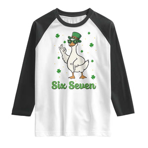 Lucky Goose Six Seven Meme Raglan Shirt St Patricks Day TS12 White Black Print Your Wear
