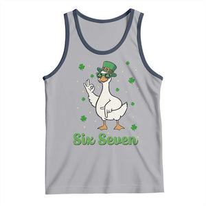 Lucky Goose Six Seven Meme Tank Top St Patricks Day TS12 Athletic Heather Navy Print Your Wear