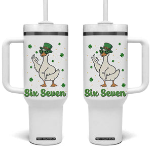 Lucky Goose Six Seven Meme Tumbler With Handle St Patricks Day TS12 One Size: 40 oz White Print Your Wear