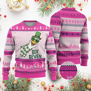 Chaotic Goose Six Seven Meme Ugly Christmas Sweater Funny St Patricks Day Gift TS12 Hot Pink Print Your Wear