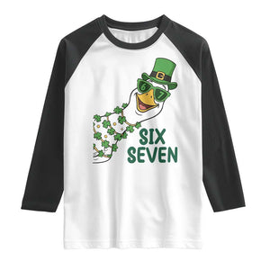 Chaotic Goose Six Seven Meme Raglan Shirt Funny St Patricks Day Gift TS12 White Black Print Your Wear