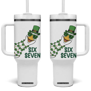 Chaotic Goose Six Seven Meme Tumbler With Handle Funny St Patricks Day Gift TS12 One Size: 40 oz White Print Your Wear