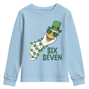 Chaotic Goose Six Seven Meme Youth Sweatshirt Funny St Patricks Day Gift TS12 Light Blue Print Your Wear
