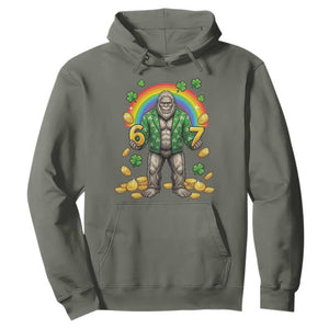 Bigfoot Six Seven Meme Hoodie Funny St Patricks Day Gift TS12 Military Green Print Your Wear