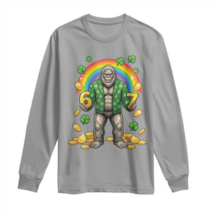 Bigfoot Six Seven Meme Long Sleeve Shirt Funny St Patricks Day Gift TS12 Sport Gray Print Your Wear