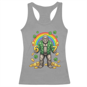 Bigfoot Six Seven Meme Racerback Tank Top Funny St Patricks Day Gift TS12 Sport Gray Print Your Wear