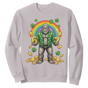 Bigfoot Six Seven Meme Sweatshirt Funny St Patricks Day Gift TS12 Ice Gray Print Your Wear