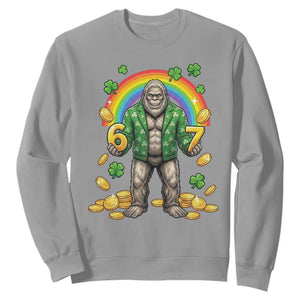 Bigfoot Six Seven Meme Sweatshirt Funny St Patricks Day Gift TS12 Sport Gray Print Your Wear