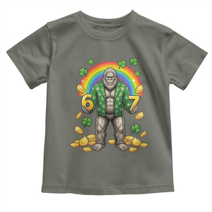 Bigfoot Six Seven Meme Toddler T Shirt Funny St Patricks Day Gift TS12 Military Green Print Your Wear