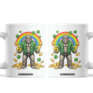 Bigfoot Six Seven Meme Coffee Mug Funny St Patricks Day Gift TS12 White Print Your Wear