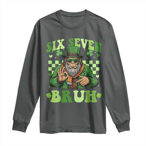 Bigfoot Six Seven Bruh Long Sleeve Shirt Gen Z Irish Gift TS12 Dark Heather Print Your Wear