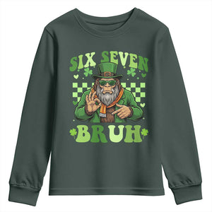 Bigfoot Six Seven Bruh Youth Sweatshirt Gen Z Irish Gift TS12 Dark Forest Green Print Your Wear