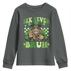 Bigfoot Six Seven Bruh Youth Sweatshirt Gen Z Irish Gift TS12 Dark Heather Print Your Wear