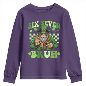 Bigfoot Six Seven Bruh Youth Sweatshirt Gen Z Irish Gift TS12 Purple Print Your Wear