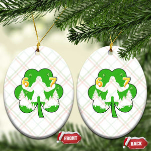 St Patricks Day Bigfoot Shamrock Ceramic Ornament Six Seven Meme TS12 Print Your Wear