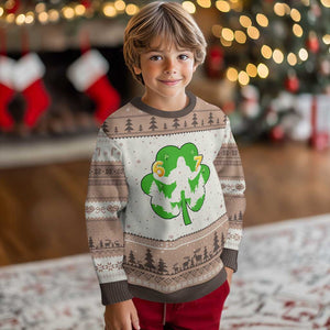 St Patricks Day Bigfoot Shamrock Ugly Christmas Sweater Six Seven Meme TS12 Mocha Mousse Print Your Wear