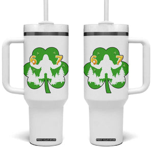 St Patricks Day Bigfoot Shamrock Tumbler With Handle Six Seven Meme TS12 One Size: 40 oz White Print Your Wear