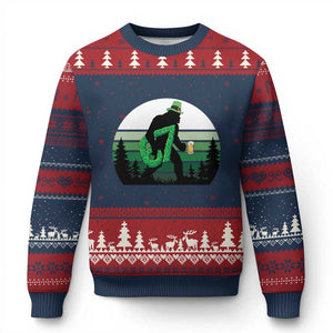 Funny St Patricks Bigfoot Says Six Seven Ugly Christmas Sweater Gen Z Irish Gift TS12 Navy Red Print Your Wear