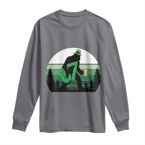 Funny St Patricks Bigfoot Says Six Seven Long Sleeve Shirt Gen Z Irish Gift TS12 Charcoal Print Your Wear