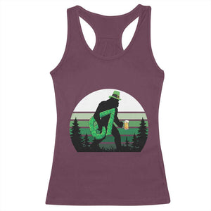 Funny St Patricks Bigfoot Says Six Seven Racerback Tank Top Gen Z Irish Gift TS12 Maroon Print Your Wear