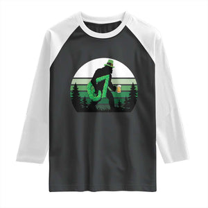 Funny St Patricks Bigfoot Says Six Seven Raglan Shirt Gen Z Irish Gift TS12 Black White Print Your Wear