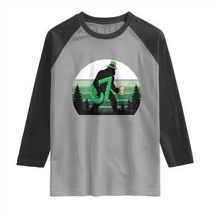 Funny St Patricks Bigfoot Says Six Seven Raglan Shirt Gen Z Irish Gift TS12 Sport Gray Black Print Your Wear