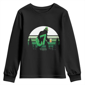 Funny St Patricks Bigfoot Says Six Seven Youth Sweatshirt Gen Z Irish Gift TS12 Black Print Your Wear