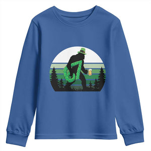 Funny St Patricks Bigfoot Says Six Seven Youth Sweatshirt Gen Z Irish Gift TS12 Royal Blue Print Your Wear