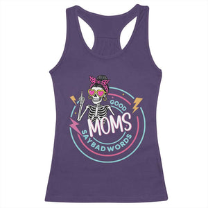 Funny Skeleton Mom Graphic Racerback Tank Top Good Moms Say Bad Words TS12 Purple Print Your Wear