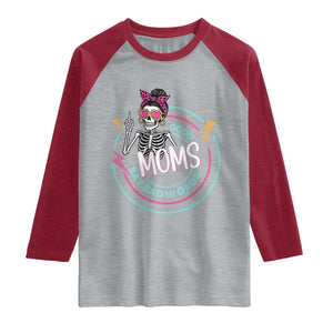 Funny Skeleton Mom Graphic Raglan Shirt Good Moms Say Bad Words TS12 Heather Gray Heather Red Print Your Wear