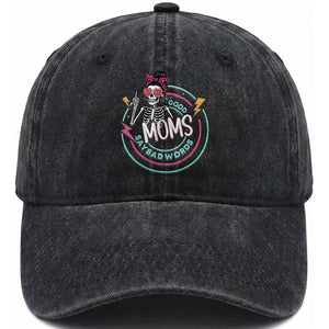 Funny Skeleton Mom Graphic Washed Cotton Baseball Cap Good Moms Say Bad Words TS12 Print Your Wear