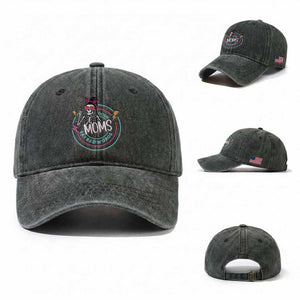 Funny Skeleton Mom Graphic Washed Cotton Baseball Cap Good Moms Say Bad Words TS12 Washed Cap Universal Fit Dark Green Print Your Wear