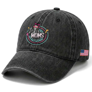 Funny Skeleton Mom Graphic Washed Cotton Baseball Cap Good Moms Say Bad Words TS12 Print Your Wear