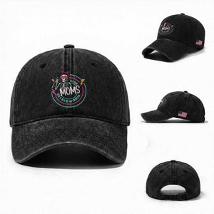 Funny Skeleton Mom Graphic Washed Cotton Baseball Cap Good Moms Say Bad Words TS12 Washed Cap Universal Fit Black Print Your Wear